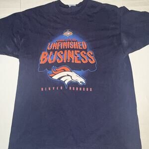Vintage Denver Broncos Shirt Mens XXL Blue Pro Player Unfinished Business